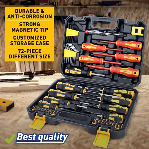 Miniatura 7 de Juego de destornilladores magnéticos con funda, Amartisan de 72 piezas incluye ranurado, Phillips, hexagonal, cuadrado, Pozidriv, puntas Torx