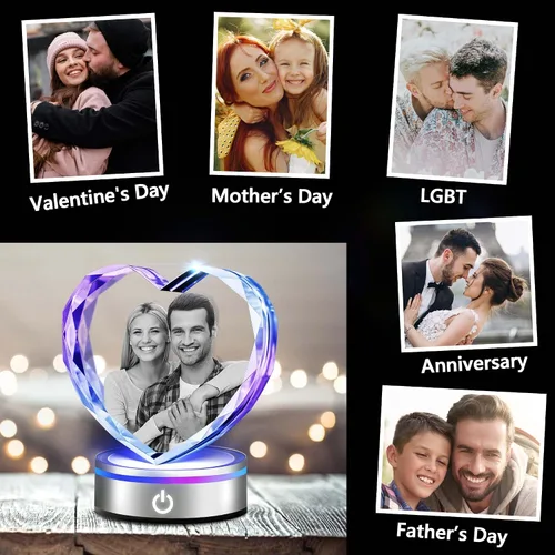 Miniatura 5 de Emoragifou Foto de cristal 3D, regalos personalizados para mujeres, mamá, papá, pareja, ella, regalo personalizado con tu propia foto, imagen
