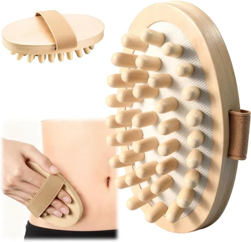 2 cepillos de masaje Meridian, herramientas de masaje de terapia de madera con aceite esencial, cepillo meridiano de mano para grasa del vientre,