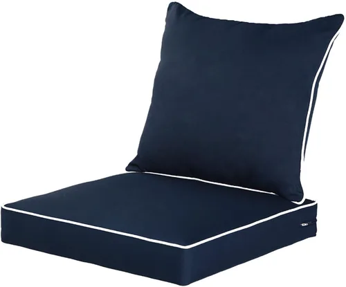 Miniatura 17 de QILLOWAY Juego de cojines de poliéster para sillas de exterior, cojines de exterior para muebles de patio, todo tipo de clima. Gris carbón/negro
