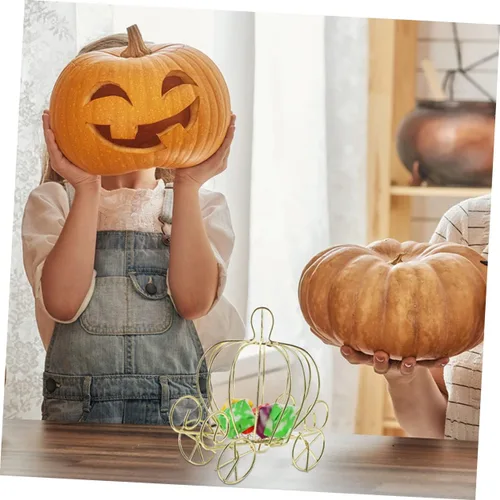 Miniatura 3 de IMIKEYA 3 cajas de calabaza fruta caja de dulces regalo bebé decoración regalos de Navidad boda florero princesa carruaje figura delicada Dorado 3