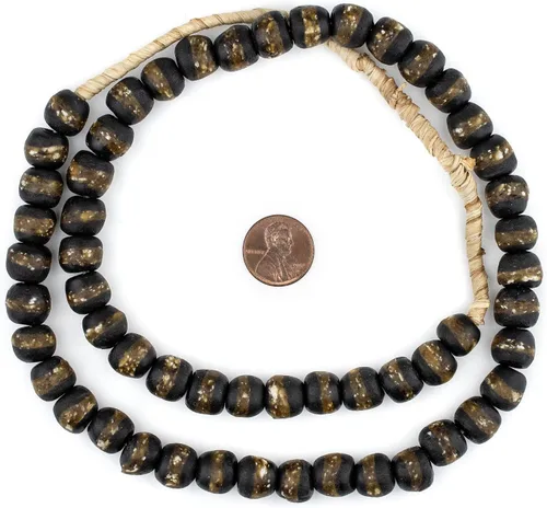 Miniatura 2 de The Bead Chest Cuentas africanas Kente - Hilo completo de cuentas de vidrio Krobo (negro)