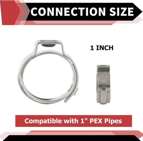 Miniatura 2 de EFIELD - Anillos de abrazadera Pex de acero inoxidable de 1 pulgada para tubos/tuberías Pex (paquete de 10) (CLAMP013)