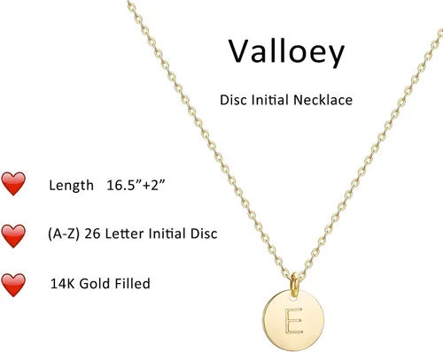 Miniatura 2 de Valloey Rover - Collares con inicial para mujer, chapado en oro de 14K, con letra redonda, dije de disco de moneda de doble cara, grabado de la A a