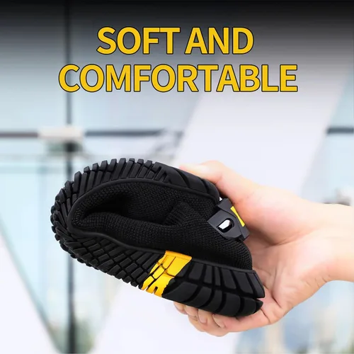 Miniatura 3 de GLANOUDUN Zapatos de punta de acero para hombres y mujeres, zapatos de seguridad ligeros y cómodos para hombres con punta de acero ancha, zapatos