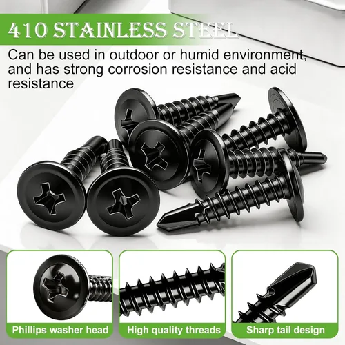 Miniatura 4 de mxuteuk 230 tornillos autorroscantes #8 para metal, 410 tornillos autoperforantes de acero inoxidable, tornillos de chapa de cabeza de truss de 1/2