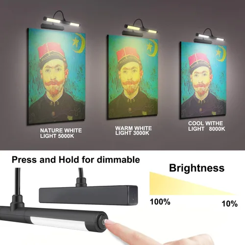 Miniatura 30 de LUXSWAY - Iluminación LED inalámbrica para marcos de fotos, iluminación recargable para exhibición de arte, clip para cuadros, luces para sobre
