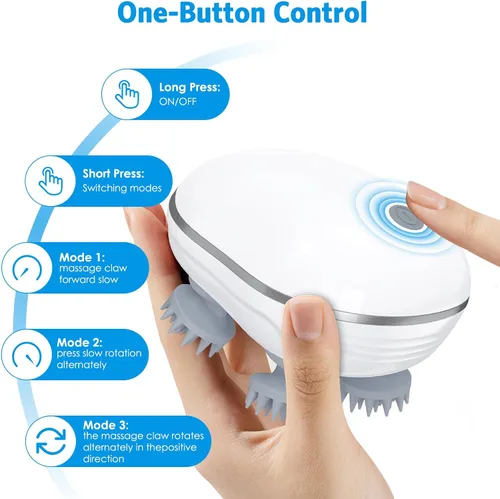 Miniatura 3 de Masajeador de mano mejorado para mascotas para perros y gatos, masajeador portátil para mascotas con 4 cabezales de masaje giratorios, eléctrico