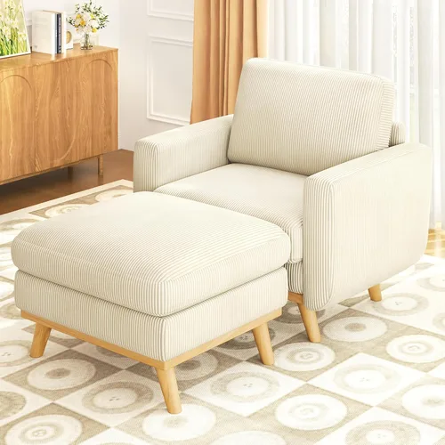 Miniatura 37 de Vesgantti Sofá modular en forma de U de 119 pulgadas, sofá modular de pana con asiento profundo y soporte de resortes, sofá convertible con 2 Beige
