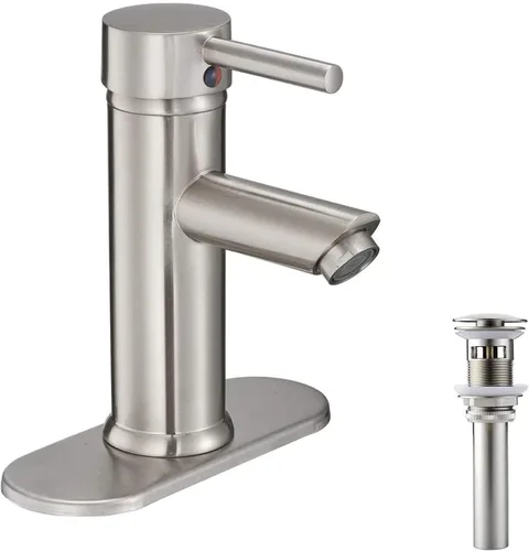 Miniatura 6 de Grifo de lavabo de baño negro con una sola manija de un agujero, grifo de baño de latón, tocador de baño, montaje en cubierta comercial con manguera
