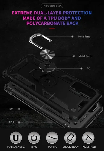 Miniatura 3 de ADDIT Funda S20 para Samsung Galaxy S20 de 6.1 pulgadas, con anillo de soporte, soporte ajustable, grado militar, protección resistente, a prueba