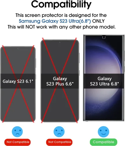 Miniatura 2 de amFilm Protector de pantalla 2+2 compatible con Samsung Galaxy S23 Ultra templado y protector de lente de cámara 5G de 6.8 pulgadas, compatible