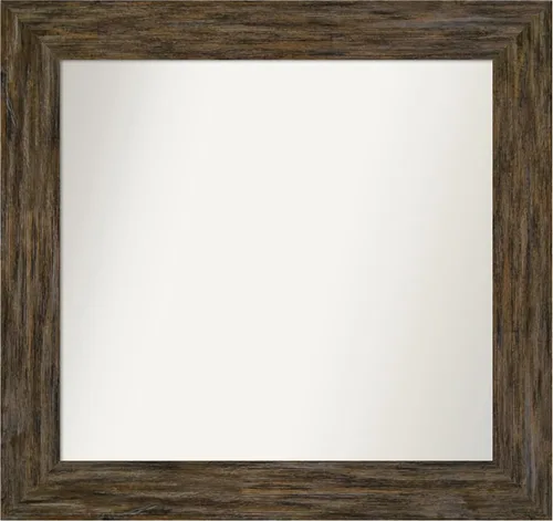 Miniatura 28 de Amanti Art Espejo personalizado, espejo de baño marrón Fencepost, espejo de pared o espejo de tocador de baño sobre el fregadero (27 x 27 pulgadas)