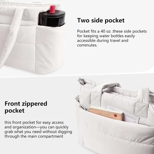 Miniatura 4 de Bolso de mano acolchado para mujer, bolso grande de enfermera, bolso de hombro con cremallera para trabajo y viajes