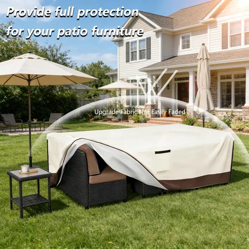 Miniatura 5 de Fundas impermeables para muebles de patio, 600D resistente para juegos de 6/7/8 piezas, sofá seccional, sillas mecedoras giratorias, mesa de café