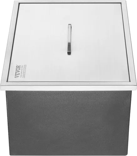 Miniatura 12 de VEVOR Arcón congelador de inmersión, enfriador de hielo de acero inoxidable de 22" L x 17" W x 12" H, recipiente de hielo comercial con cubierta