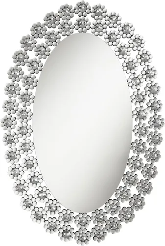 Miniatura 3 de Coaster Home Furnishings Colleen - Espejo de pared ovalado de 31 x 47 pulgadas con flores de cristal sintético, marco adornado - Entrada, dormitorio