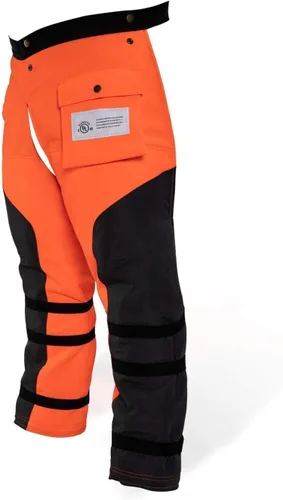 Miniatura 9 de Delantal protector de 8 capas para motosierra, pantalones ajustables para motosierra, para madereros, trabajadores forestales clase A Negro