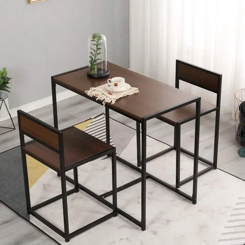 SogesHome Juego de mesa de comedor compacta con 2 sillas, juego de mesa pequeña de 3 piezas, juego de sillas de mesa de desayuno para cocina, sala