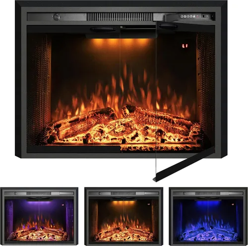 Miniatura 15 de Chimenea eléctrica de inserción, chimenea empotrada de 36 pulgadas con llama ajustable y luces de color en la parte superior, sonido de crepitación