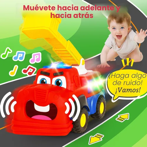 Miniatura 6 de Camión de Bomberos Interactivo y Hablador para Niños Pequeños de 1 a 3 años, Juguete Musical con Sirenas Realistas y Luces y Sonidos, Juguete