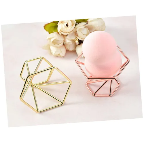 Miniatura 4 de SOLUSTRE Soporte elegante para esponja de maquillaje, 2 unidades, de acero inoxidable, diseño elegante para secado rápido, fácil acceso, para Dorado