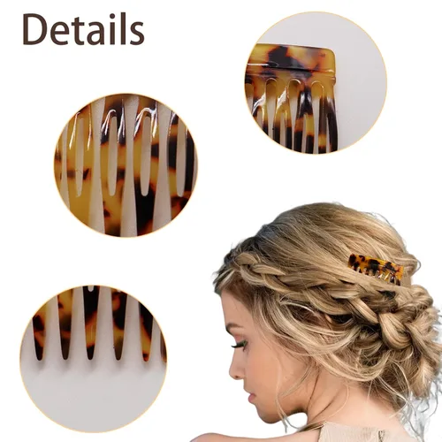 Miniatura 2 de 4 peines laterales para el cabello, pequeños accesorios decorativos para peinar el cabello, pinzas de sujeción fuerte para mujeres (negro, amarillo)