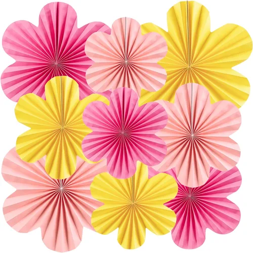 Miniatura 8 de SUNBEAUTY Abanicos de papel dorados y negros para fondo de fiesta de té, boda, primavera, cumpleaños, aula, baby shower, Halloween, decoración