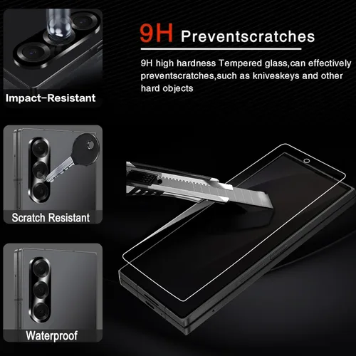 Miniatura 5 de Milomdoi Protector de pantalla 9 en 1 para Samsung Galaxy Z Fold 8/Z Fold 7, película flexible interior 3 + 3 vidrios templados frontales + 3