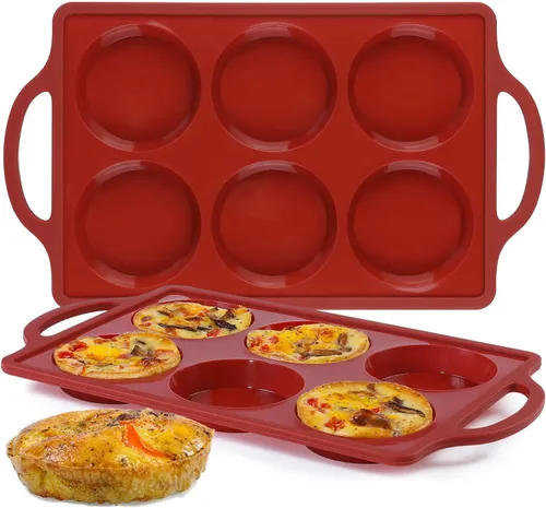Miniatura 9 de CAKETIME Molde para huevos de silicona con marco reforzado de metal de 3 pulgadas para sándwiches de desayuno, molde redondo de silicona