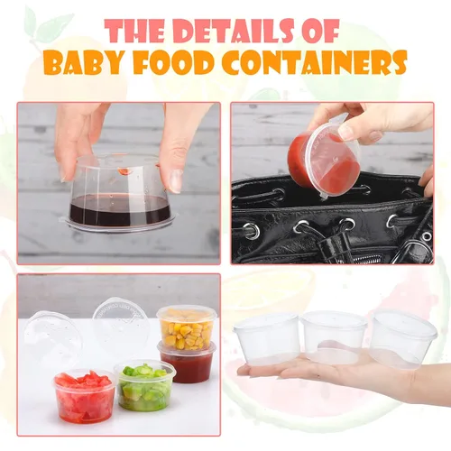 Miniatura 3 de Didaey 100 recipientes de almacenamiento de alimentos para bebés de 4 onzas con tapas con bisagras, pequeños recipientes desechables de plástico