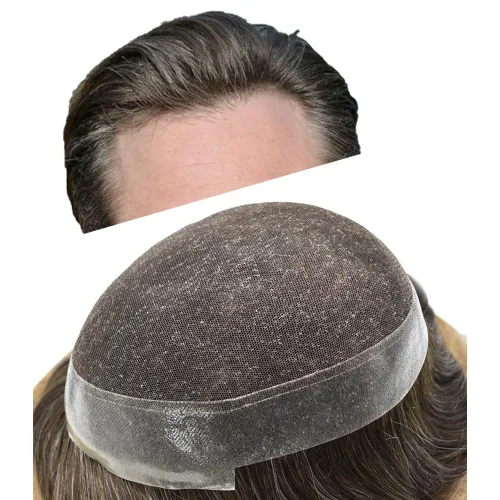 Miniatura 29 de Sistema de reemplazo de cabello de encaje francés para hombre, piezas de cabello de aspecto natural, color negro, marrón, rubio, gris, protesis