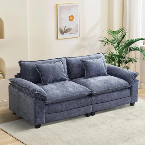 Miniatura 73 de Oprisen Sofá Seccional Modular, Cómodo Cloud Couch Sofá Seccional, Sofá Cama de Chenilla con Asiento Profundo con Almohadas Decorativas para Sala