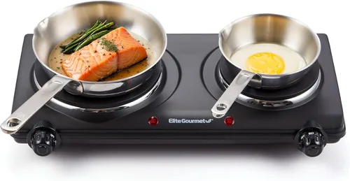 Miniatura 12 de Elite Gourmet ESB-301BF# Quemador de hierro fundido individual de encimera, placa caliente eléctrica de 1000 vatios, controles de temperatura, luces