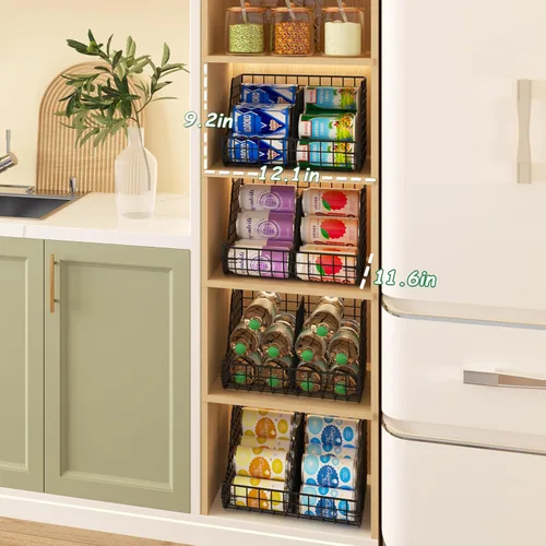 Miniatura 7 de Organizador apilable de latas de soda que almacena hasta 72 latas, paquete de 4 organizadores de almacenamiento de latas para estantes de despensa