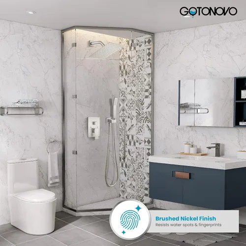 Miniatura 2 de gotonovo Sistema de ducha de lluvia para baño, juego de cabezal y mango de ducha de lluvia montado en la pared, conjunto completo combinado de latón