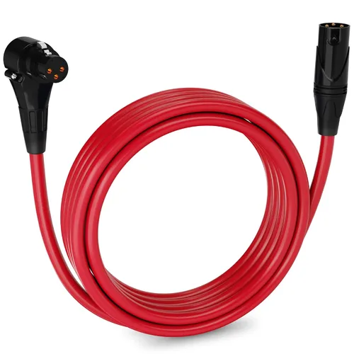Miniatura 50 de LyxPro Cable de micrófono XLR hembra a macho de ángulo recto de 3 pines de 1.5 pies para altavoces amplificados, interfaz de audio, rendimiento