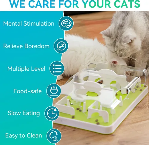 Miniatura 6 de ALL FOR PAWS Comedero interactivo para rompecabezas para gatos, alimentador lento y dispensador de golosinas en forma de mariposa, juguete