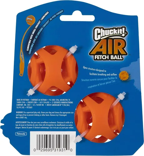 Miniatura 2 de Pelota de juguete Chuckit! Air Fetch para perros, pequeña (5.08 cm de diámetro), para perros de 0-9 kg, paquete de 2