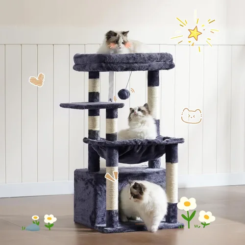 Miniatura 9 de Heybly - Árbol para gatos, torre con cuna grande y suave, condominio para gatos con espaciosa cueva para gatos con espacio oculto, postes de rascado
