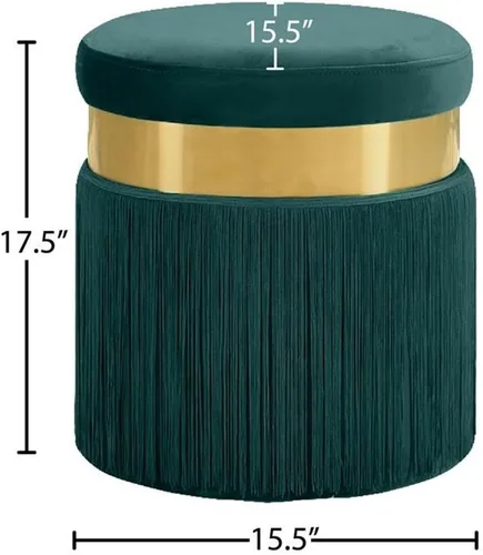 Miniatura 3 de Meridian Furniture Yasmine Collection Modern - Taburete otomano tapizado de terciopelo contemporáneo con banda de acero inoxidable con acabado