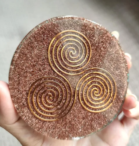 Miniatura 7 de Grande 4 "cristales turquesas Metatron's Cube Merkaba Coaster Placa de carga de agua Cúpula de energía