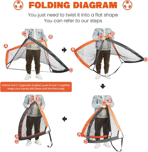 Miniatura 6 de Simple Deluxe Portería de fútbol portátil de 4 x 3 pies, red de fútbol plegable desplegable viene con 2 bolsas de tela Oxford y 8 estacas, ideal