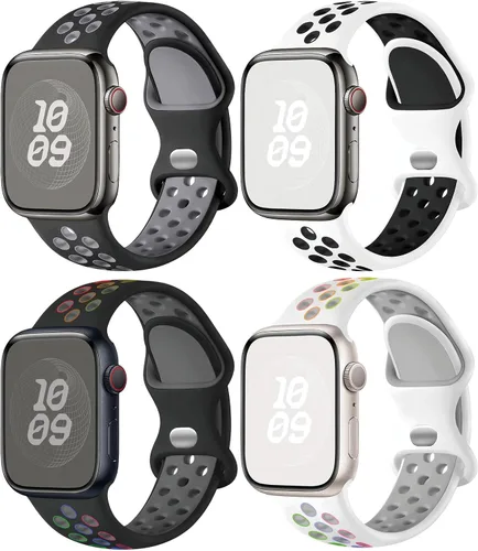 Miniatura 15 de Correas de silicona compatibles con Apple Watch Band de 1.496 in 1.575 in 1.614 in 1.654 in 1.732 in 1.772 in 1.811 in 1.929 in, correa deportiva