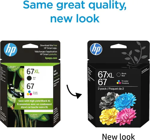 Miniatura 3 de HP Cartuchos de tinta negros originales 67 tricolor / 67XL (paquete de 2) Works DeskJet 1255, 2700, 4100 Series Envy 6000, 6400 Series Elegible