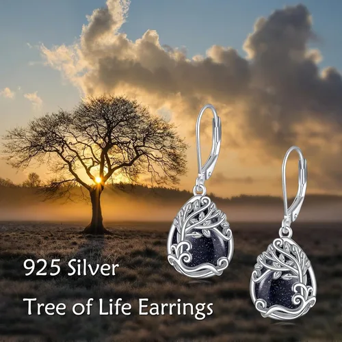 Miniatura 194 de Aretes colgantes con forma de lágrima de filigrana de piedra lunar de plata de ley 925 con cierre de palanca para mujer, regalos de joyería