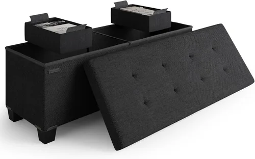 Miniatura 60 de Cubo otomano de almacenamiento con cubo pequeño, otomana cuadrada de 15 pulgadas con almacenamiento para sala de estar y dormitorio, reposapiés