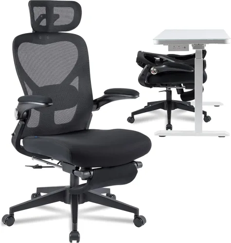 FLEXISPOT Foldex - Silla de oficina ergonómica, silla plegable para espacios pequeños con soporte lumbar, reposabrazos abatibles, reposacabezas 3D,