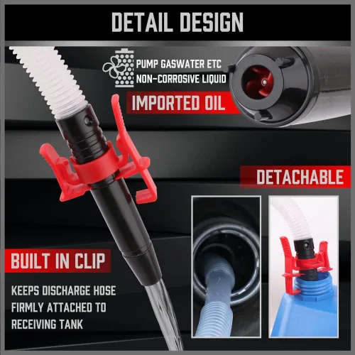 Miniatura 4 de SEDY Bomba manual eléctrica, bomba de transferencia portátil con batería, extractor de líquido de sifón multiusos para gasolina, diesel, combustible