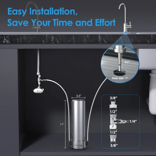 Miniatura 3 de Waterdrop BS13 - Filtro de agua para debajo del fregadero, 6 etapas de acero inoxidable, reduce PFAS, PFOA/PFOS, plomo, cloro, mal sabor y olor, sin